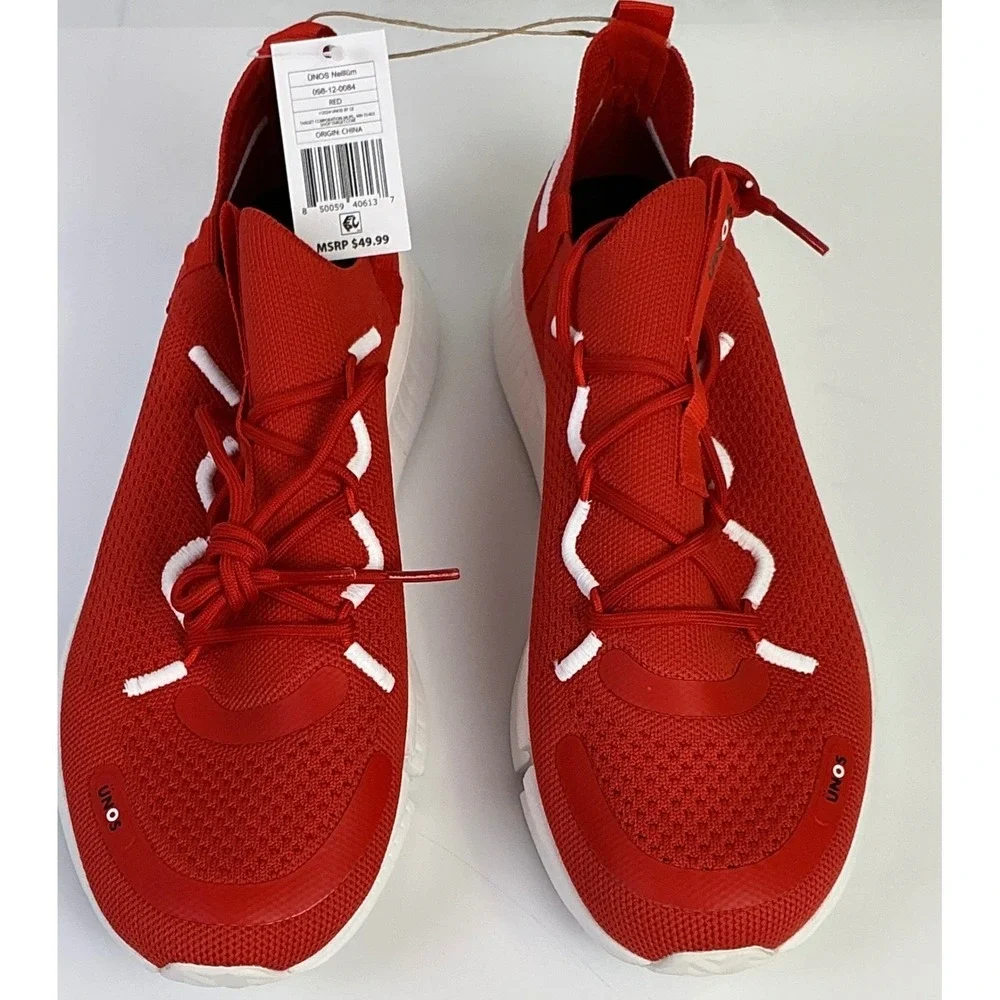Unos Neillium Red Sneakers Men 5-6 Women 6.5-7.5 Athletic Running‎ Shoes Lace Up